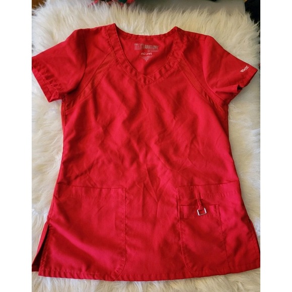 Grey's Anatomy by‎ Barco SET OF 3 Active Scrub Tops Gray Maroon Red Size Small - Picture 4 of 15